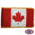 The indoor Canada flag has 3 sides of gold fringe around the red, white, and red triband design. In the white stripe is a red maple leaf. FMAA Certified Made in America seal.