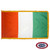 The indoor Ivory Coast flag has 3 sides of gold fringe around a vertical orange, white, and green tricolor. FMAA Certified Made in America seal. The indoor Ivory Coast flag has 3 sides of gold fringe around a vertical orange, white, and green tricolor. FMAA Certified Made in America seal.
