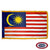 The indoor Malaysia flag has 3 sides of gold fringe around 14 horizontal red & white stripes. The blue canton has a yellow crescent & sun. FMAA Certified Made in America seal.