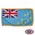 The indoor Tuvalu flag has 3 sides of gold fringe around a blue field with a Union Jack in the canton and 9 yellow stars on the right. FMAA Certified Made in America seal.