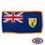 The indoor Turks & Caicos flag has 3 sides of gold fringe around a blue field with a Union Jack in the canton & a coat of arms on the right. FMAA Certified Made in America seal.