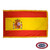 The indoor Spain flag has 3 sides of gold fringe around the 3 horizontal stripes of red, yellow, and red. On the left side is a seal. FMAA Certified Made in America seal.