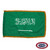 The indoor Saudi Arabia flag has 3 sides of gold fringe around a green field with the Shahada and a sword in white in the center. FMAA Certified Made in America seal.