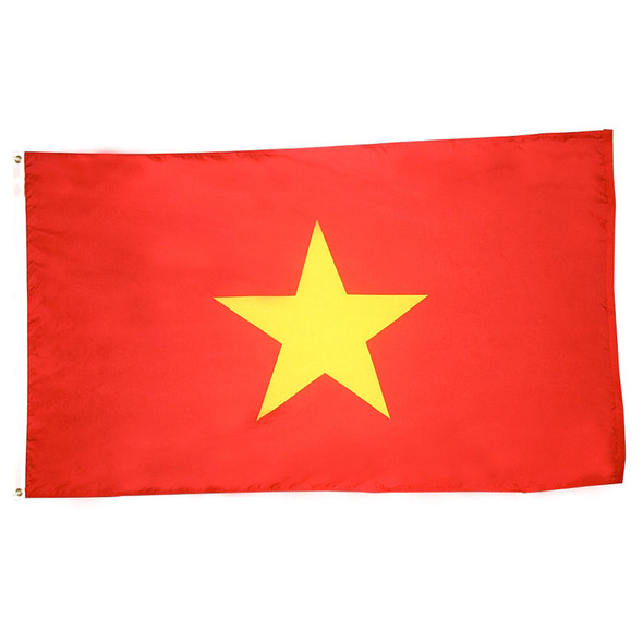 The Vietnam flag has a red background and a large yellow, five-pointed star in the center.