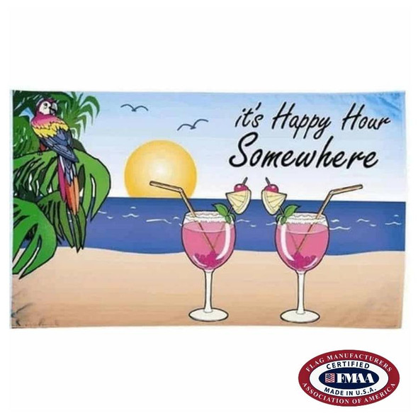 Happy Hour Flag. FMAA Made in America seal.