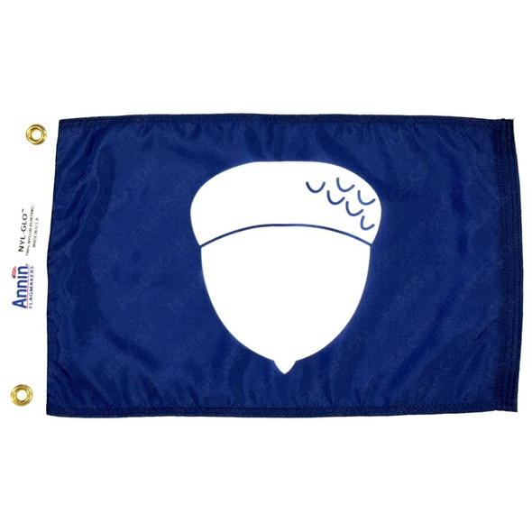 The Treasurer flag is dark blue with a large white acorn in the center.