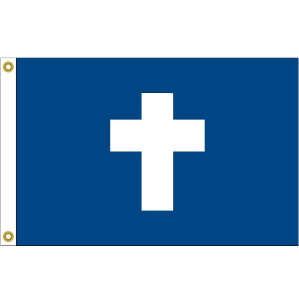 The Chaplain flag is dark blue with a large white cross in the center.