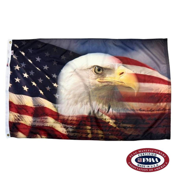 Proud Eagle flag. FMAA Made in America seal.