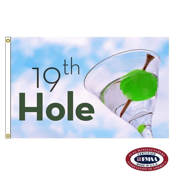 19th Hole Martini Flag. FMAA Made in America seal.