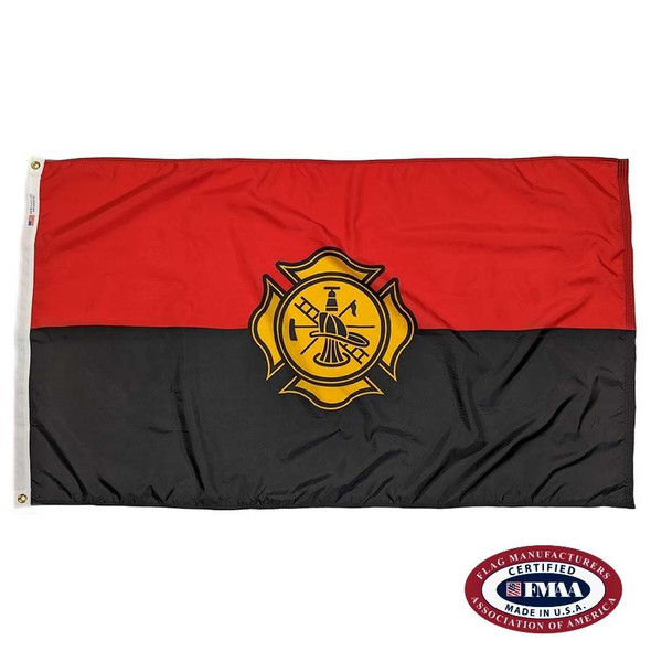 Firefighter Remembrance Flag. FMAA Certified Made in America seal.