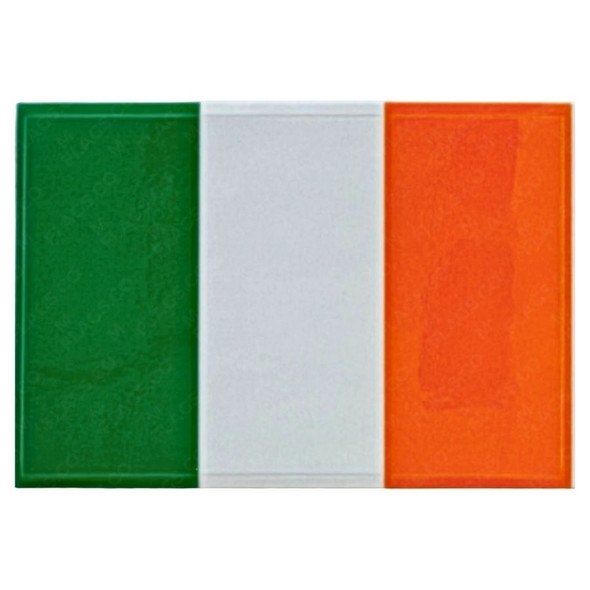 The Ireland sticker has three vertical green, white, and orange stripes.