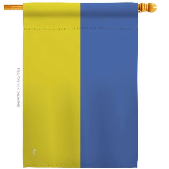 This house flag has the Ukraine flag design: half blue and half yellow.