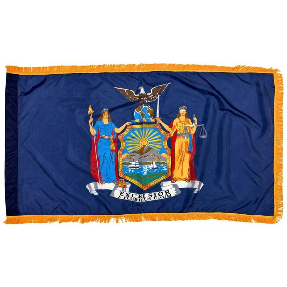 New York Flag with Gold Fringe