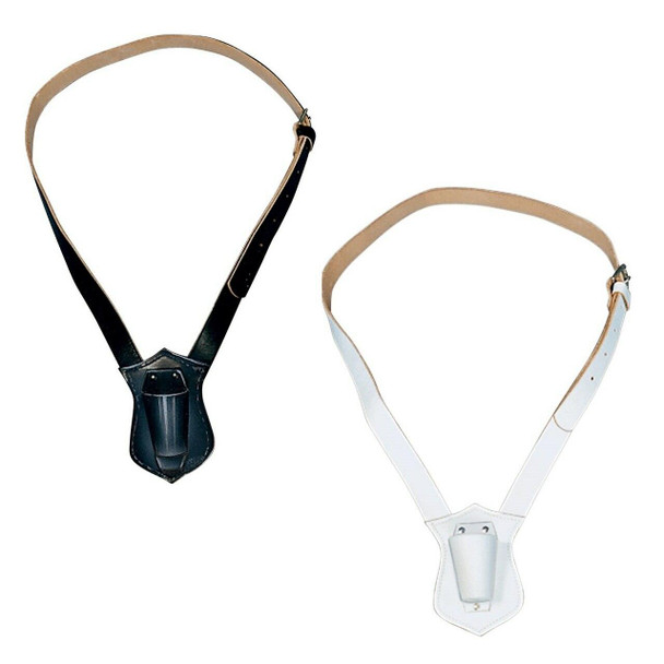 Belt straps made with leather in white, black, or russet colors.