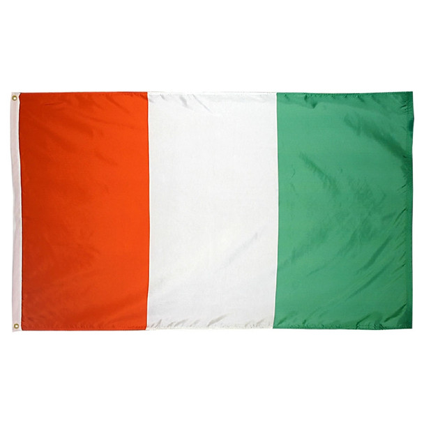 The flag of Ivory Coast is a tricolor design with three vertical stripes of orange, white, and green.