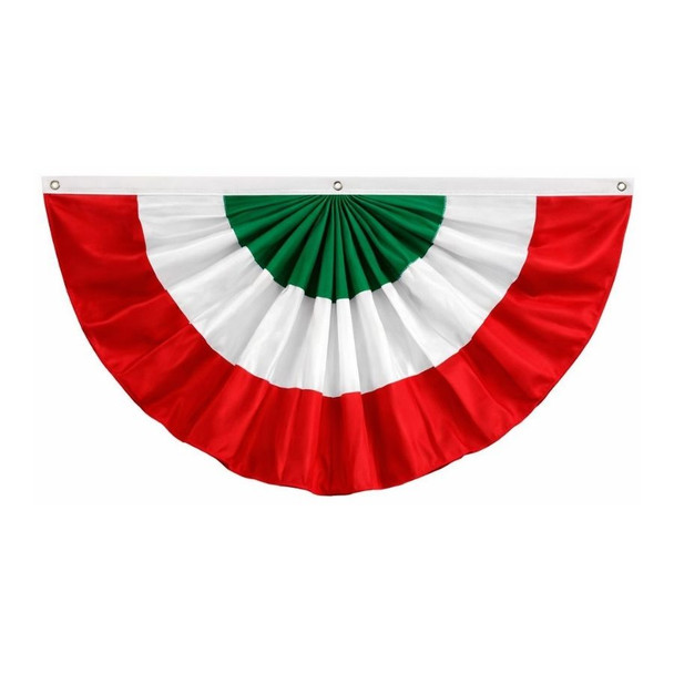 The Italy Pleated Fan features a green, white, and red striped design, with a white header at the top.