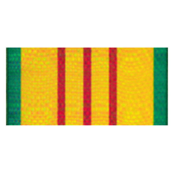 The Vietnam Service Streamer is yellow with three red stripes in the center and green borders.