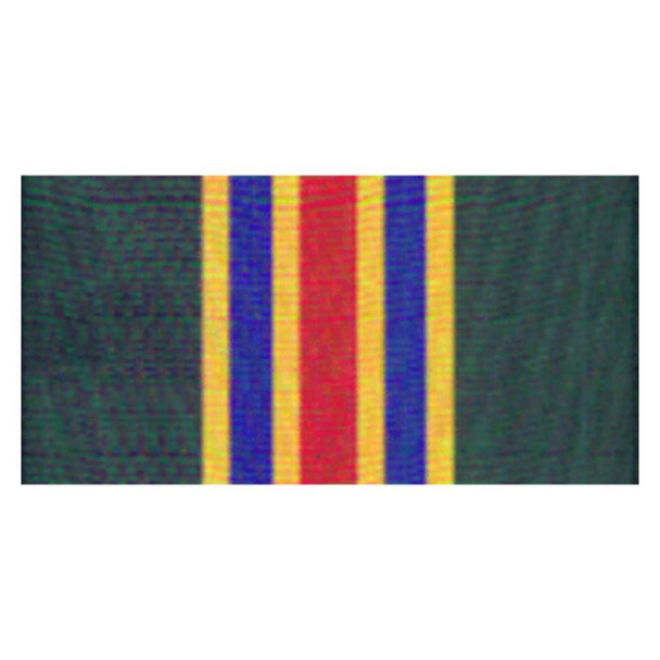 The Navy Meritorious Unit Commendation Streamer is dark green with a yellow band in the center, with blue stripes flanking a red band.