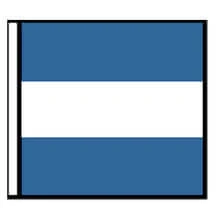 The Juliet flag has 3 horizontal stripes of light blue and white.