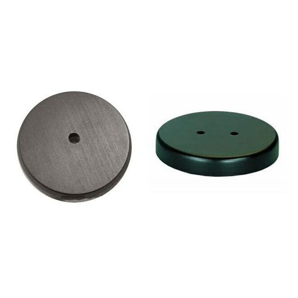 Two black stick flag bases are shown, with one hole on the left and two holes on the right.