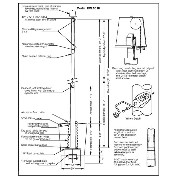 Internal crank assembly for deals flagpole