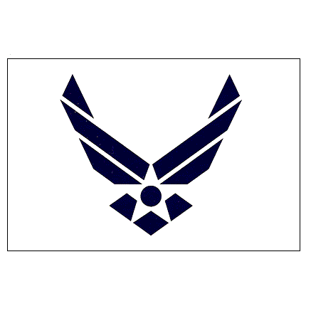 The Air Force Wings sticker is white with the USAF Wings logo in dark blue.