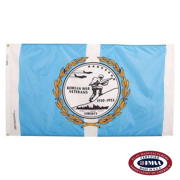 Korean War Veteran Flag. FMAA Certified Made in America seal.