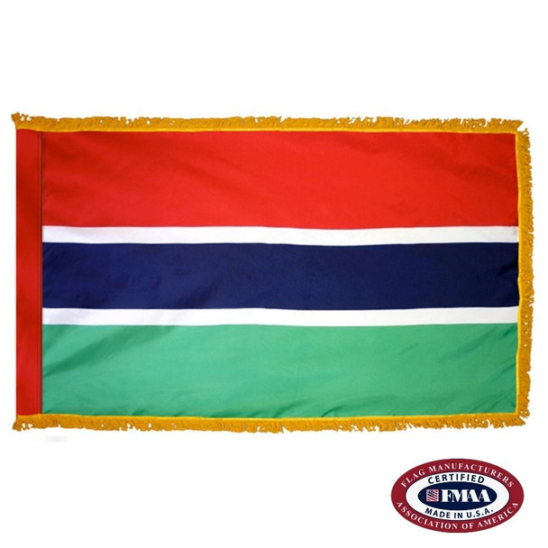 Tischflagge Gambia 15x10cm - Gambische Fahne Mit Goldener Spitze