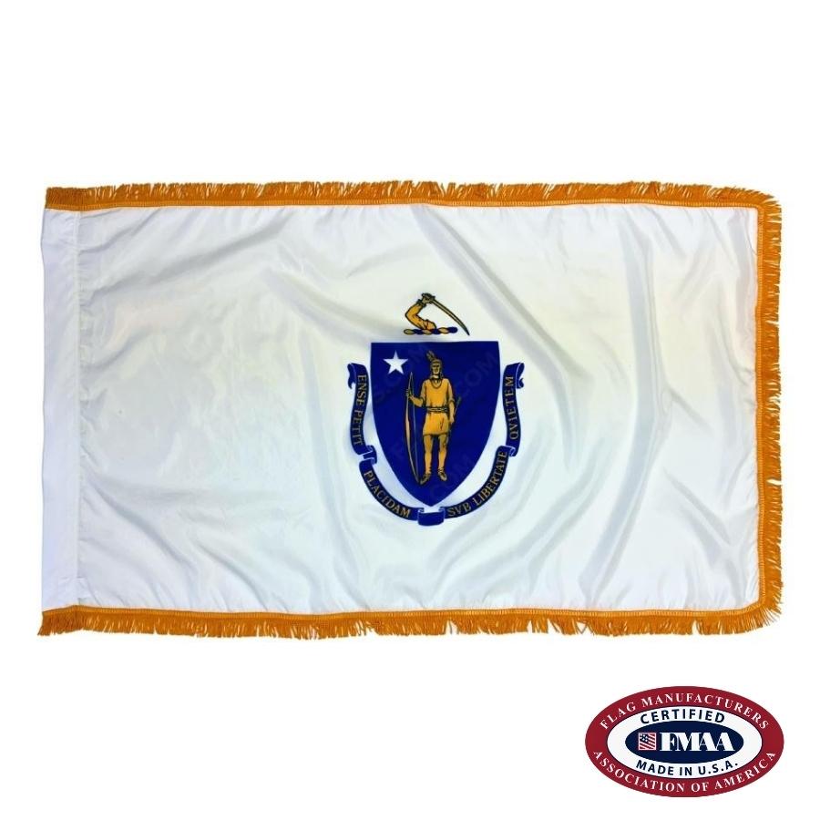 Massachusetts Flag with Gold Fringe - Indoor State Flags