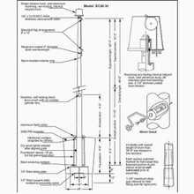 A black and white diagram depicting a 40’ internal halyard flagpole with all components labeled.