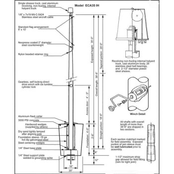 35' Internal Halyard Flagpole w/ Collar (ECA35IH)