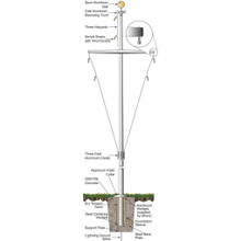 20 Nautical Flagpole w/ Yardarm and Collar ECXP20Y