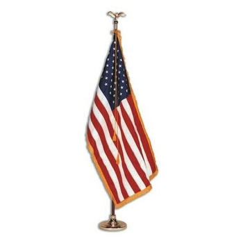 American Flag Indoor Flagpole Kit w/ Gold Fringe