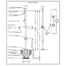 25 Fiberglass Nautical Flagpole w/ Yardarm and Collar FGRP25Y