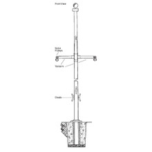 60 Fiberglass Nautical Flagpole w/ Yardarm, Gaff and Collar FGP60YG