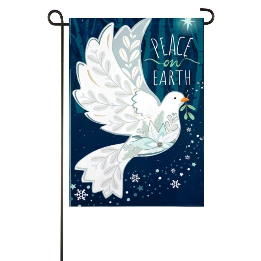 Peace on Earth Dove Burlap Garden Flag