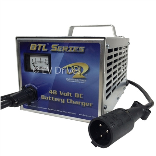DPI Golf Cart Charger 48V 15A with Club Car Round Connector for Carts with OBC. Replaces Power Drive 2