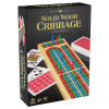 Classic Games Solid Wood Cribbage Board with Cards