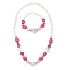 Sparkly Pink and Pearl Beaded Ncklace and Bracelet Set