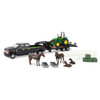 John Deere 5705E Tractor Hauling Set with Horses