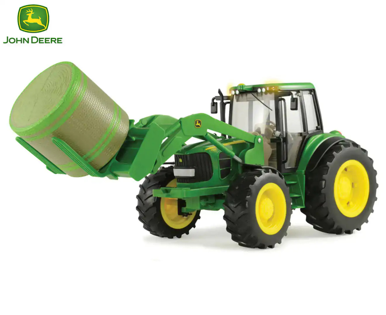 John Deere Big Farm Tractor With Front Bale Mover And Bale Uncle