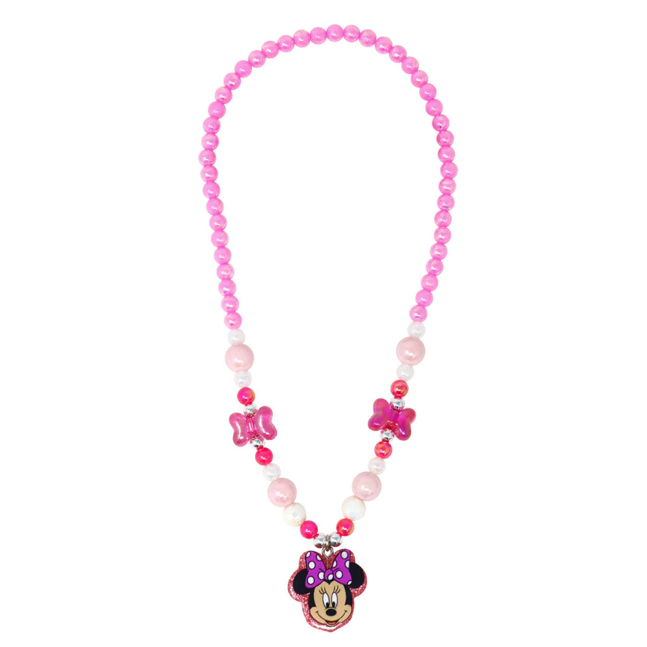 Kids Silver Minnie Mouse Necklace | Heart and Pearl Necklace