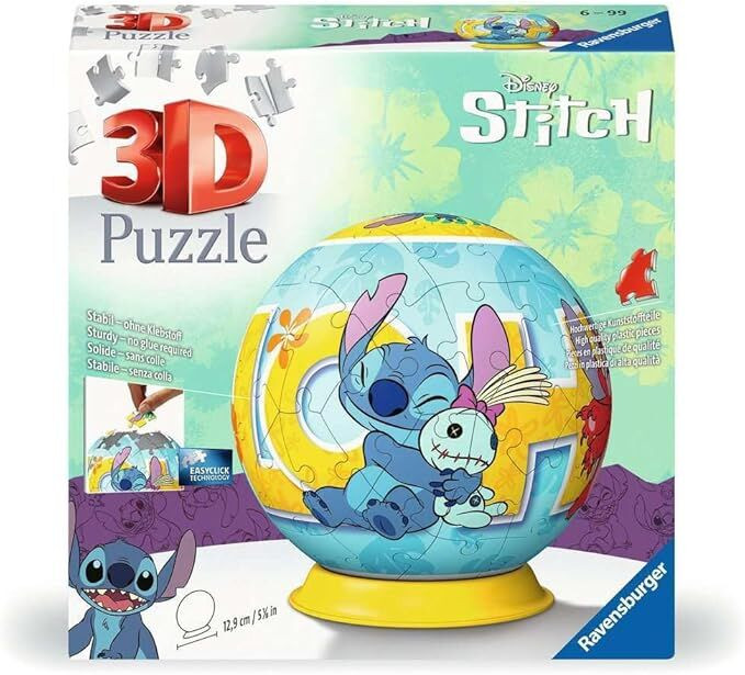 Ravensburger - Disney Stitch 3D Puzzleball 72 Pce - Uncle Pete's Toys