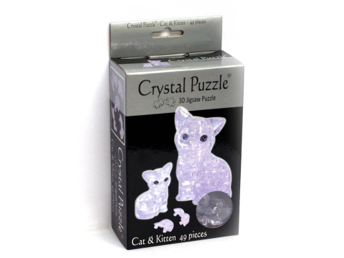 3D Clear Cat and Kitten Crystal Puzzle