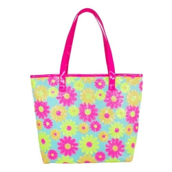 Sequin daisy beach bag - blue