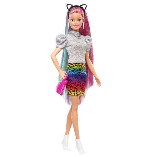 Barbie Leopard Rainbow Hair Doll GRN80