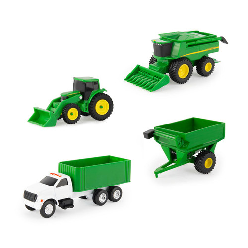 John Deere 4 Piece Gift Set 2 Tractors Trailer and Truck