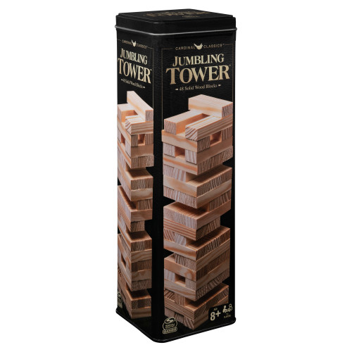 Classic 48 Piece Wooden Jumbling Tower in a Tin