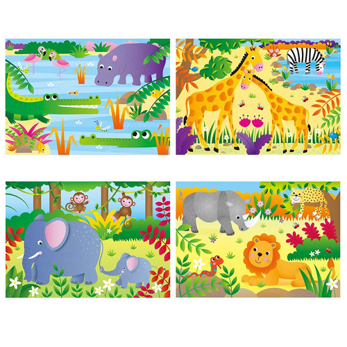 Galt 4 Puzzles in a Box - Jungle Animals (12 16 20 24 piece)