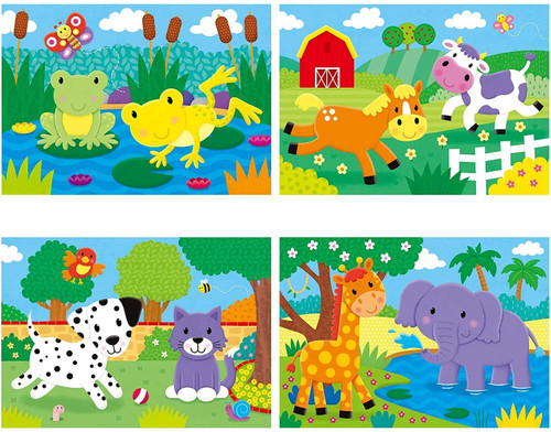 Galt 4 Puzzles in a Box - Animals (2 3 4 & 5 piece)